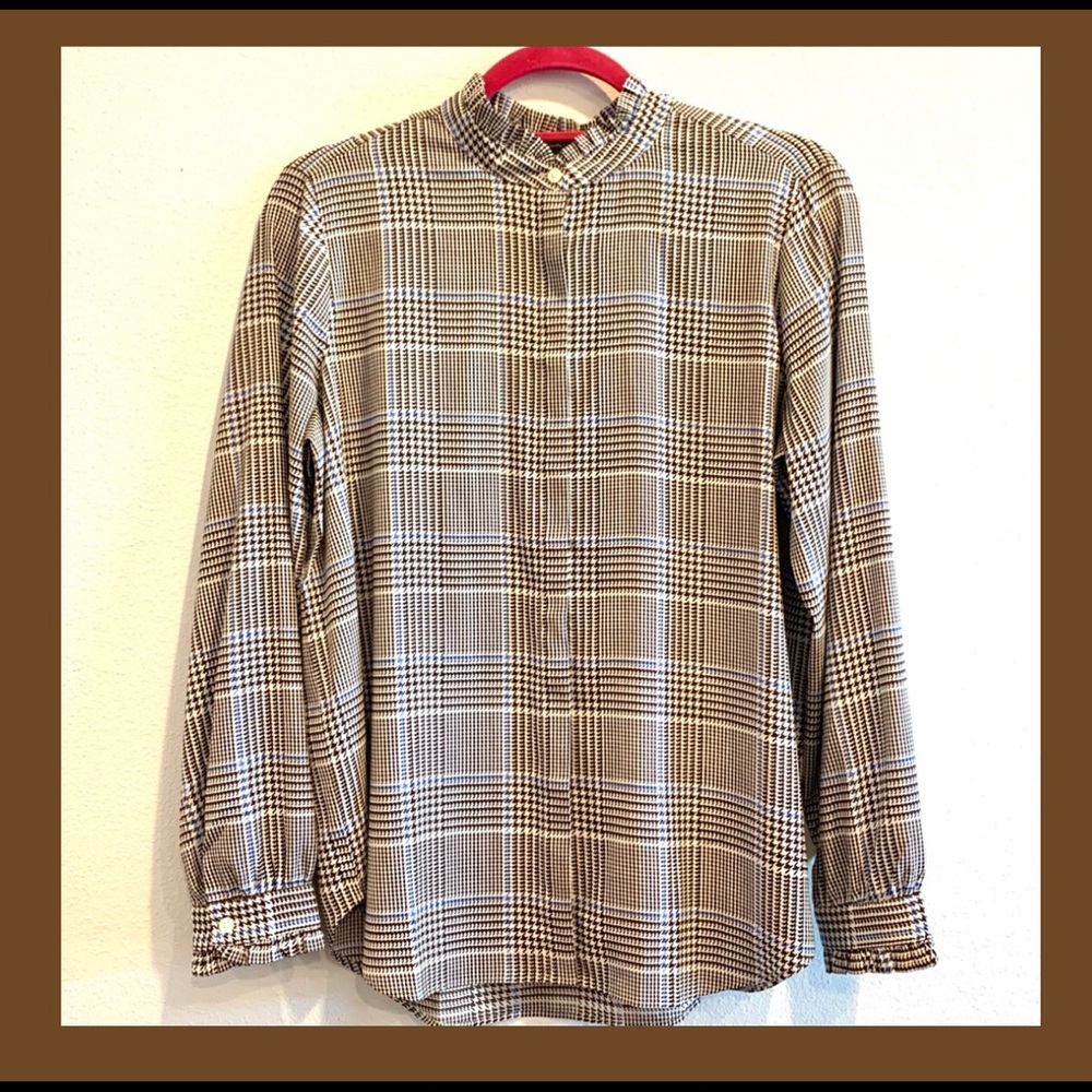 Ann Taylor houndstooth, button-down blouse